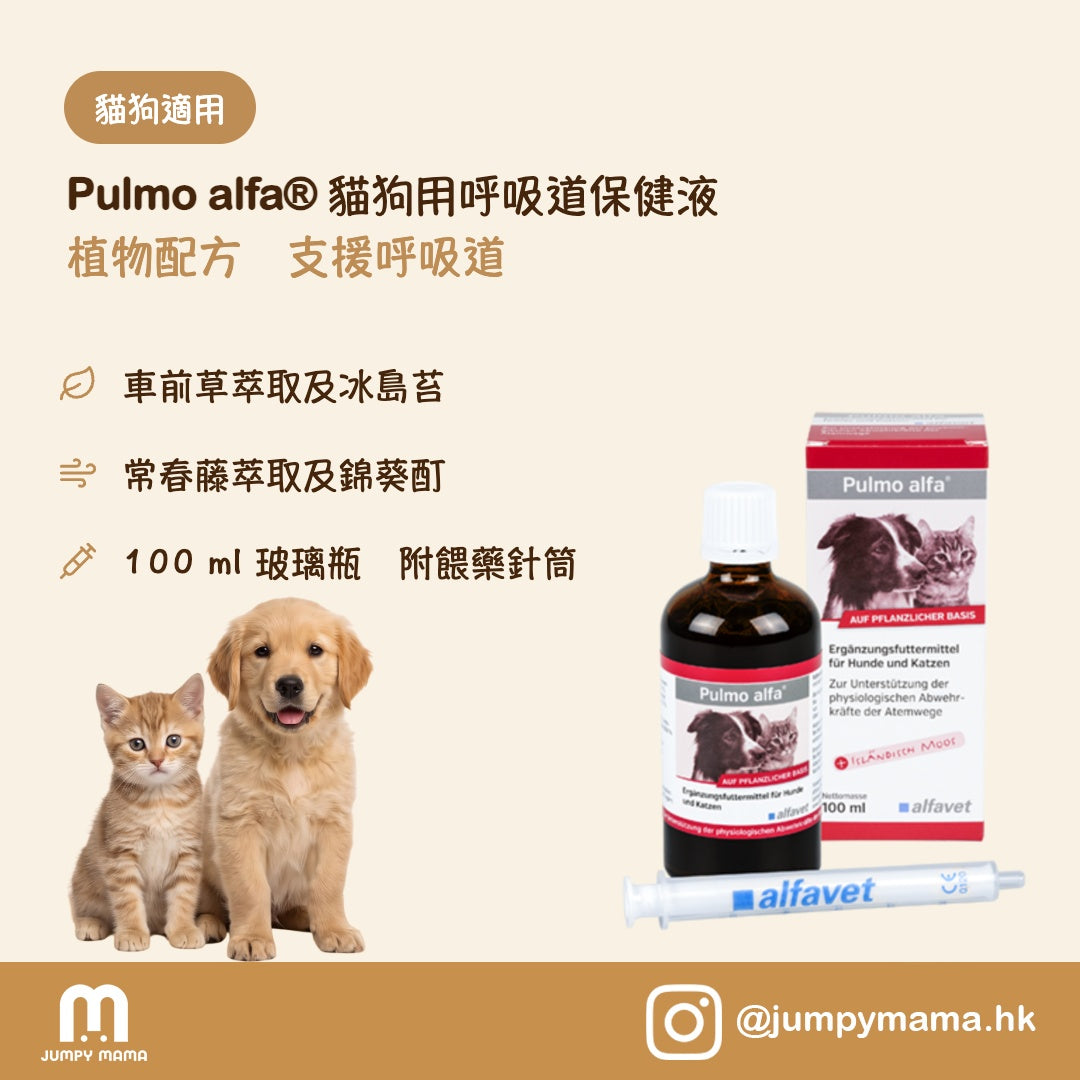 Pulmo alfa® 呼吸道保健草本液｜咳嗽・氣管敏感・支氣管清潔｜狗貓用 100ml
