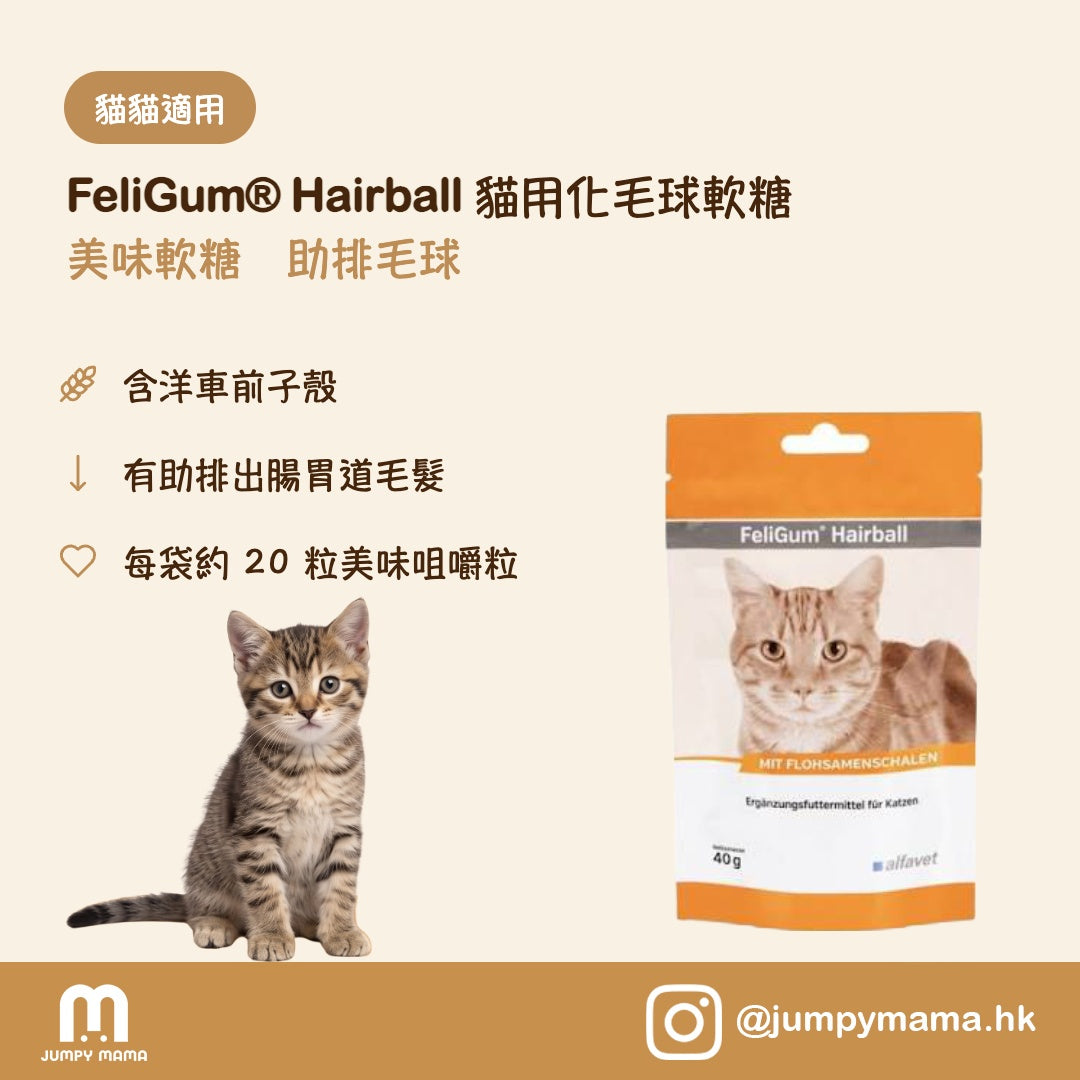 FeliGum® Hairball 化毛球軟糖｜促進毛球排出・換毛季適用｜貓用 40g